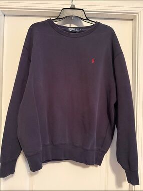Polo by Ralph Lauren Navy Crewneck Sweatshirt with Red Pony